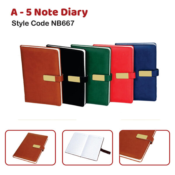 A – 5 Note Diary Style Code NB667
