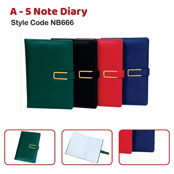 A – 5 Note Diary Style Code NB666