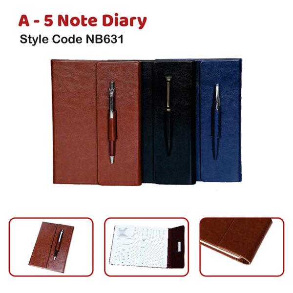 A – 5 Note Diary Style Code NB631