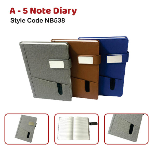 A – 5 Note Diary Style Code NB538