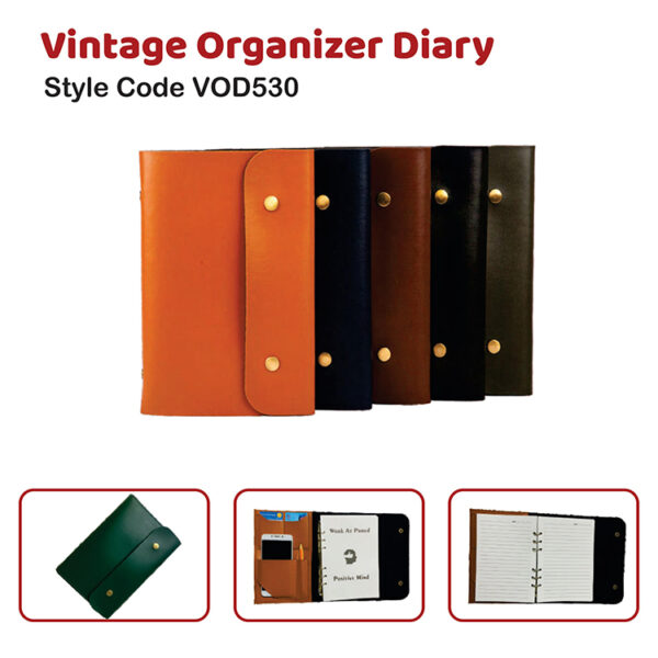Vintage Organizer Diary – Vegan Leather – Style Code VOD530