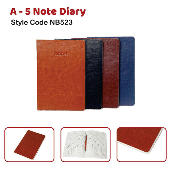 A – 5 Note Diary Style Code NB523